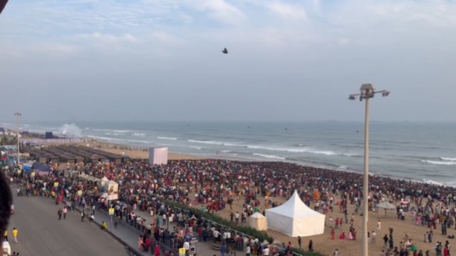 Puri beach crowd aerial